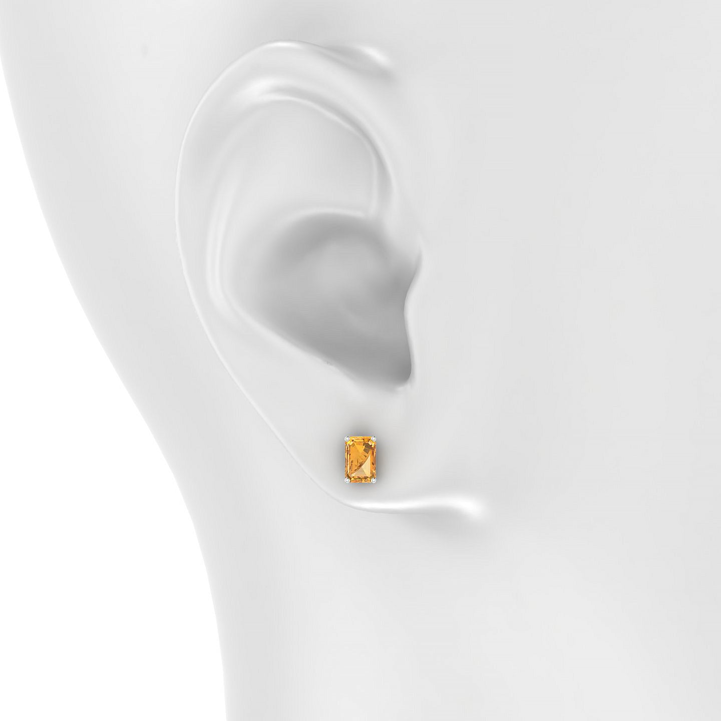 Radiance | 18k White Gold 6 x 4 mm Emerald Citrine Earrings