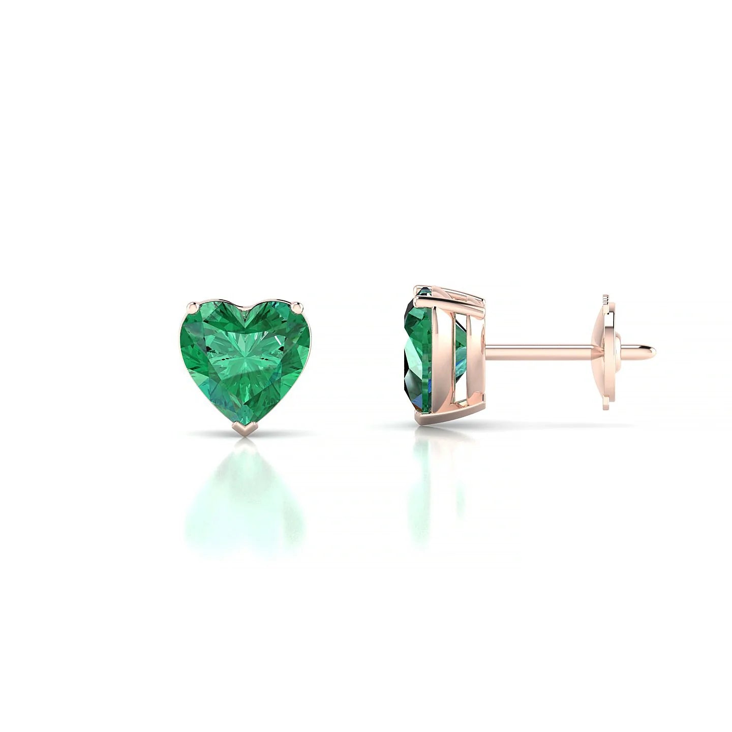 Radiance | 18k Rose Gold 5.5 mm Heart Emerald Earrings