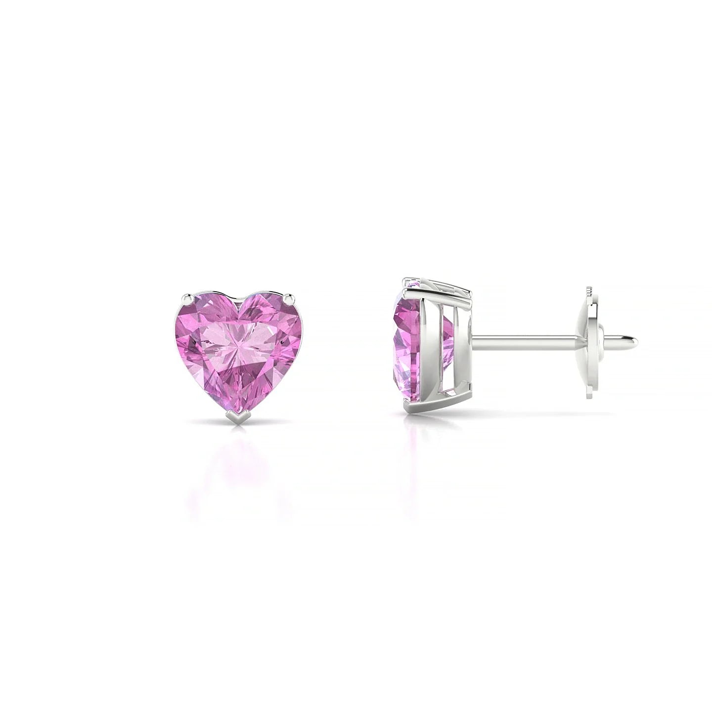 Radiance | 18k White Gold 5.5 mm Heart Pink Sapphire Earrings
