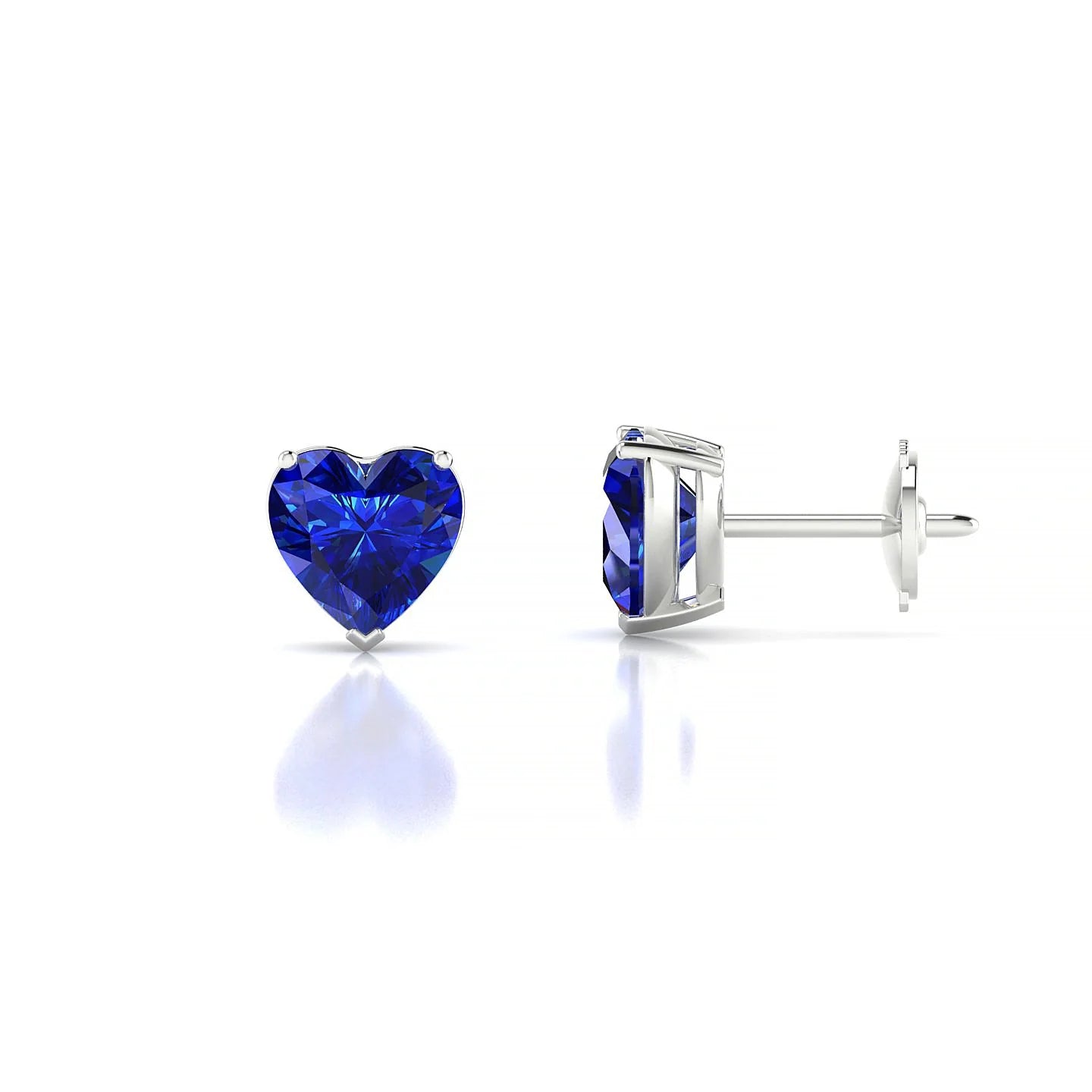 Radiance | 18k White Gold 5.5 mm Heart Sapphire Earrings