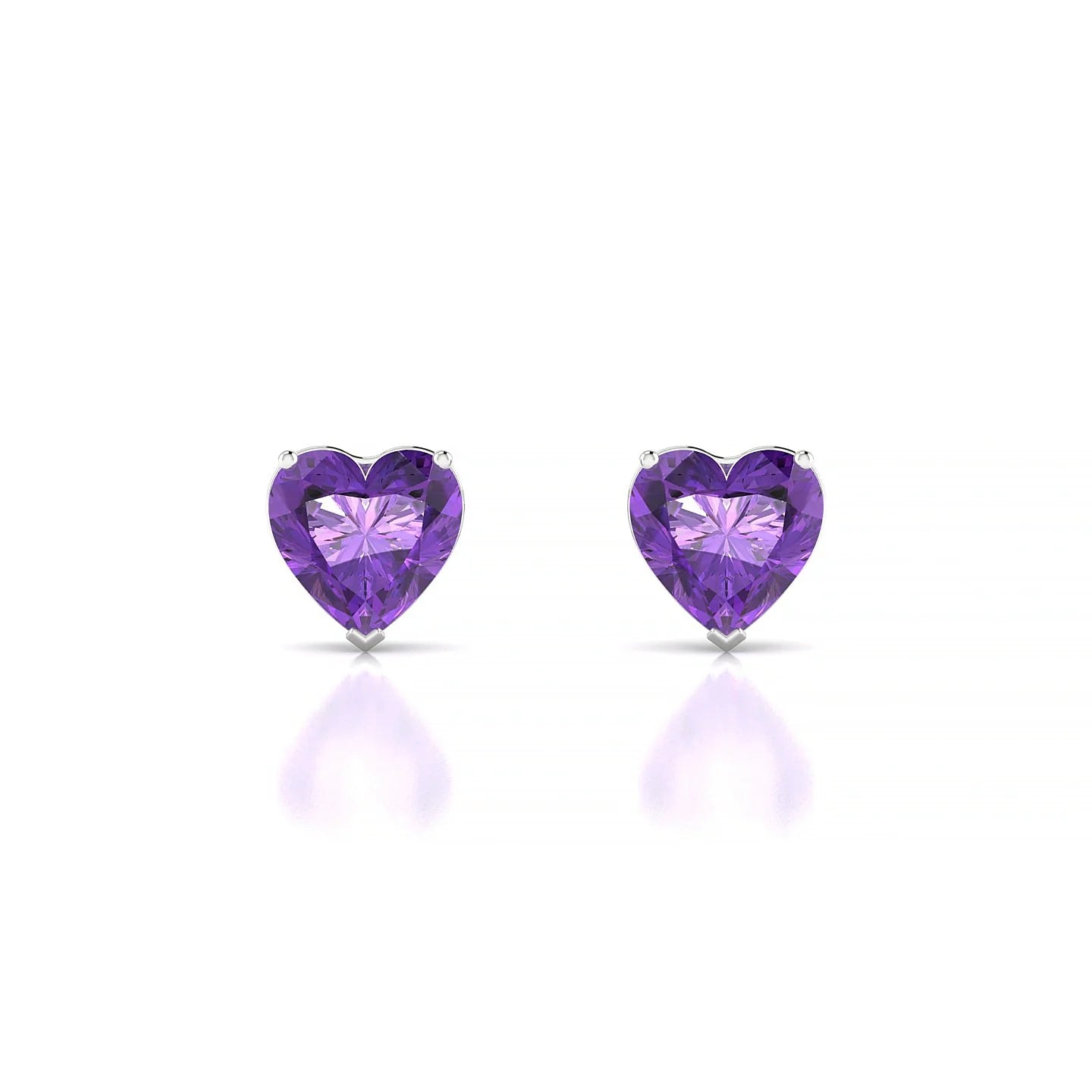 Radiance | 18k White Gold 6 mm Heart Amethyst Earrings