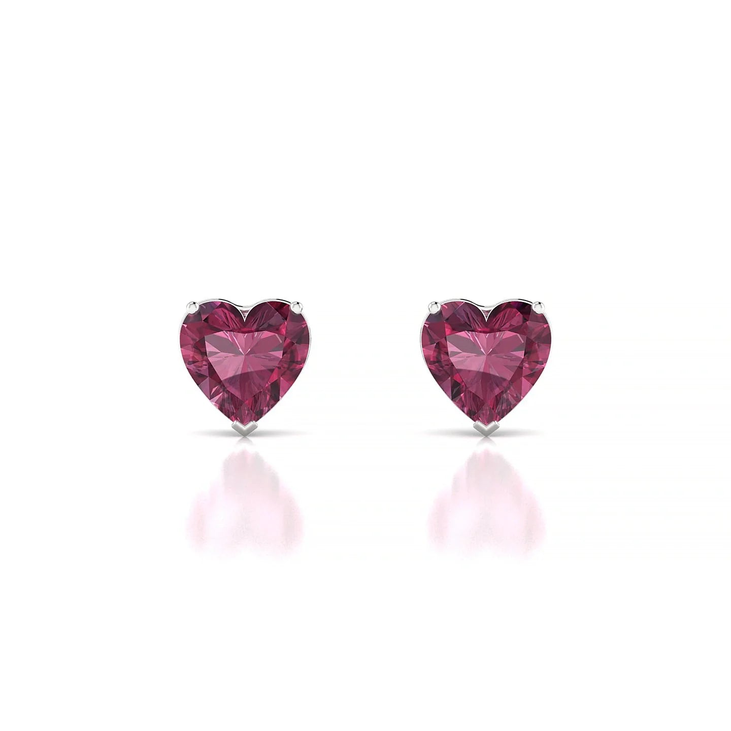 Radiance | 18k White Gold 6 mm Heart Rhodolite Earrings