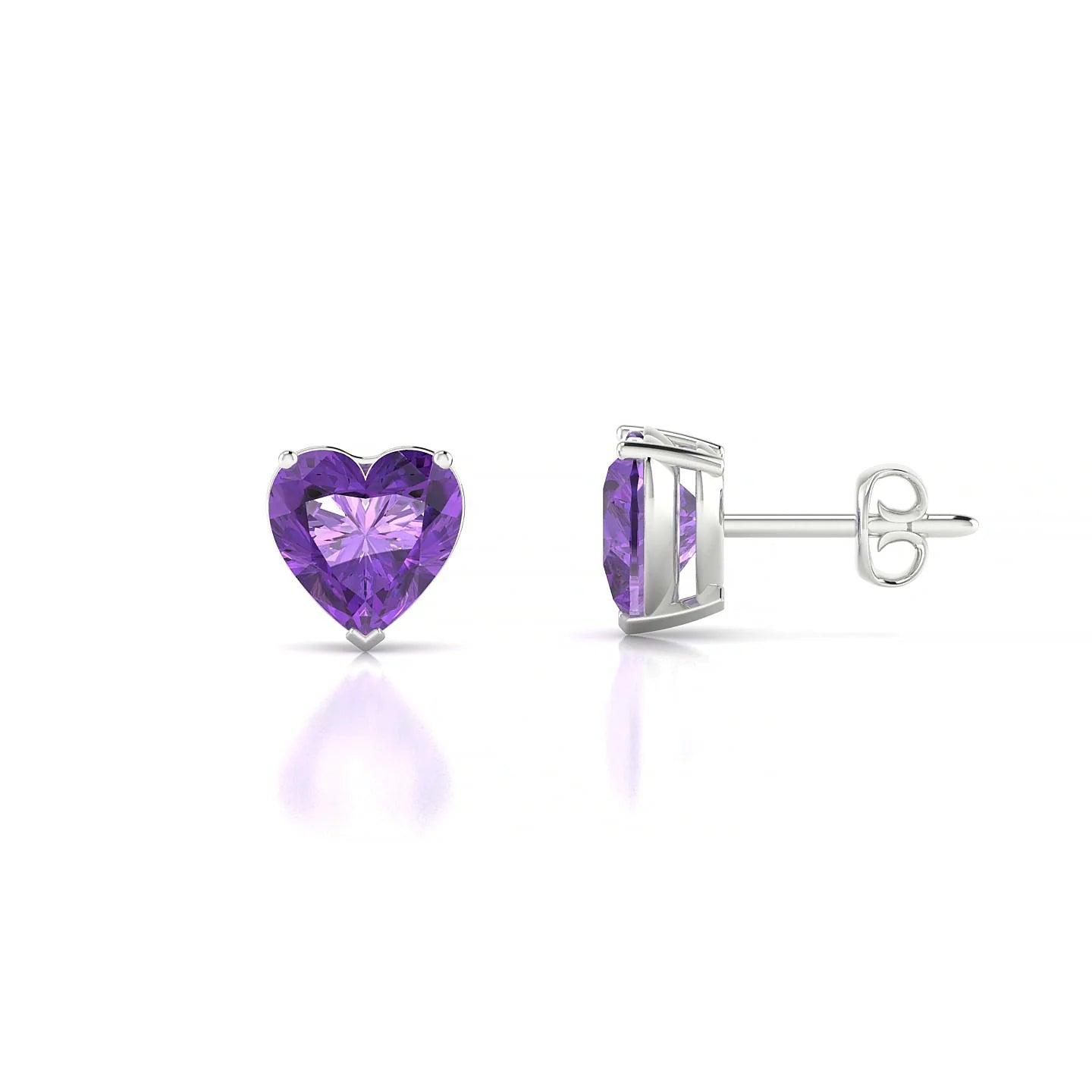 Radiance | 18k White Gold 6 mm Heart Amethyst Earrings