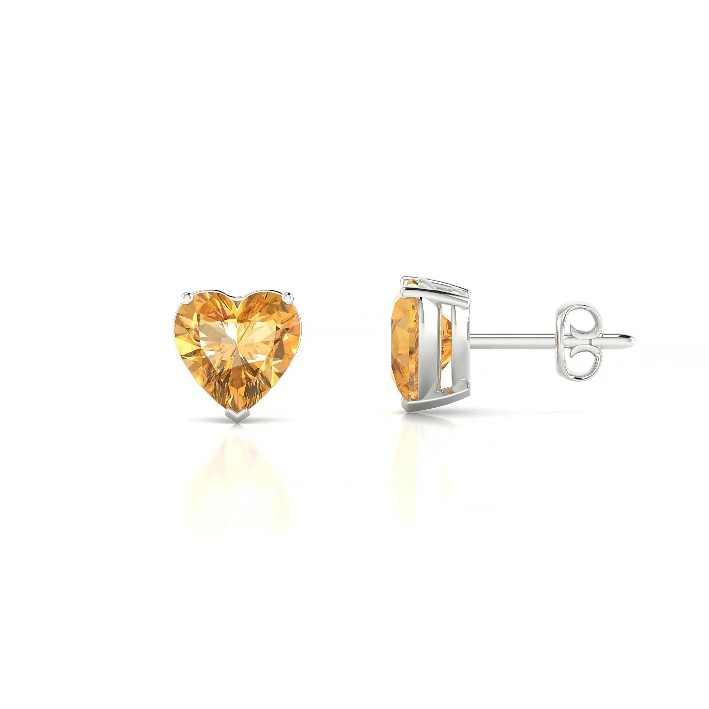 Radiance | 18k White Gold 6 mm Heart Citrine Earrings