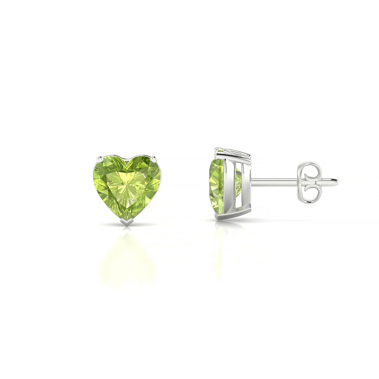 Radiance | 18k White Gold 6 mm Heart Peridot Earrings