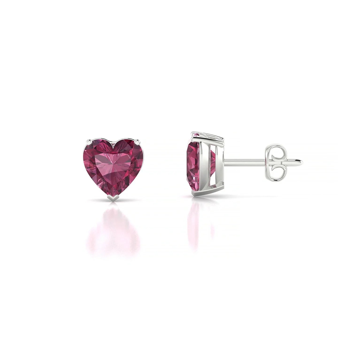 Radiance | 18k White Gold 6 mm Heart Rhodolite Earrings