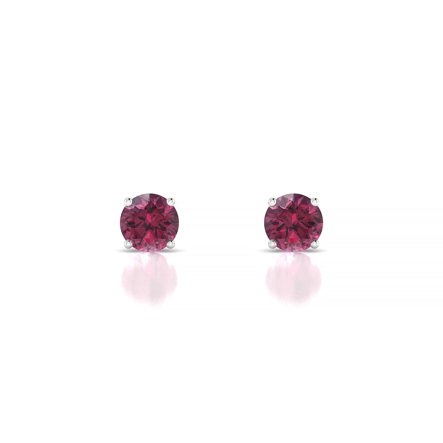 Radiance | 18k White Gold 4.5 mm Round Rhodolite Earrings