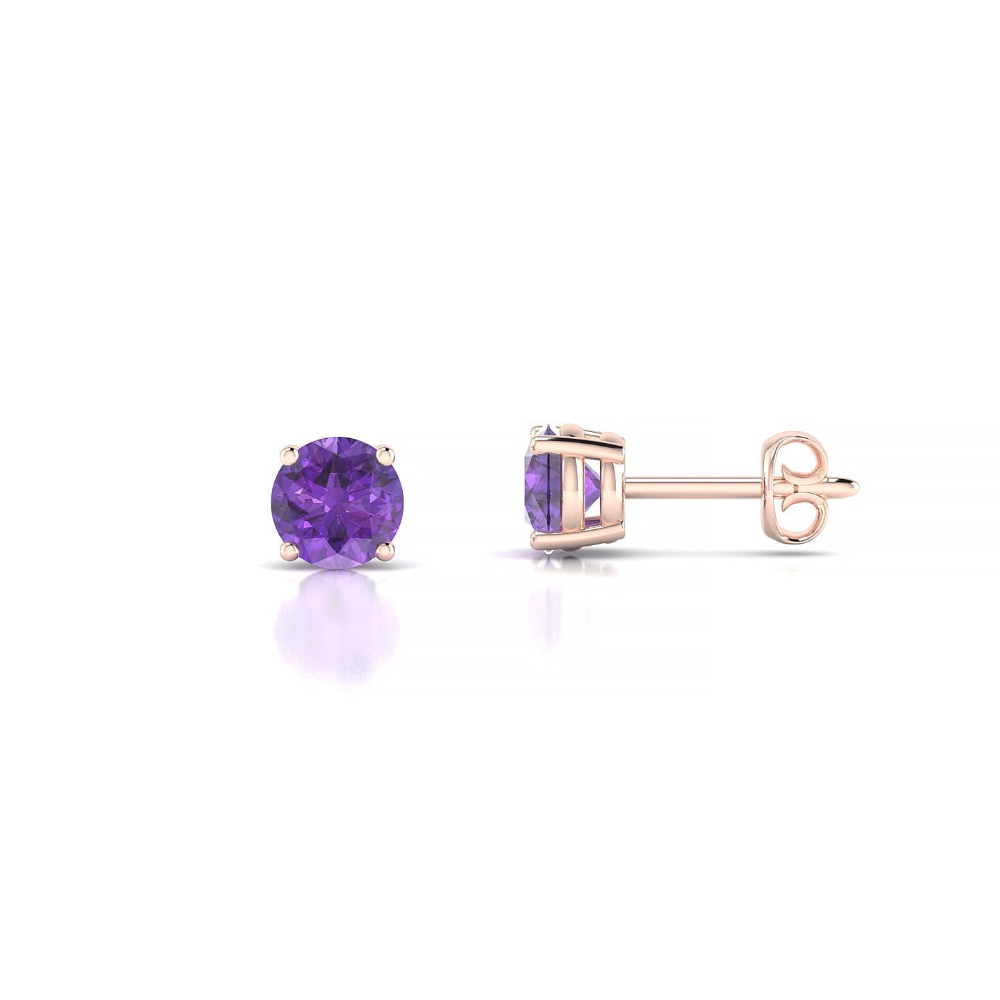 Radiance | 18k Rose Gold 4.5 mm Round Amethyst Earrings