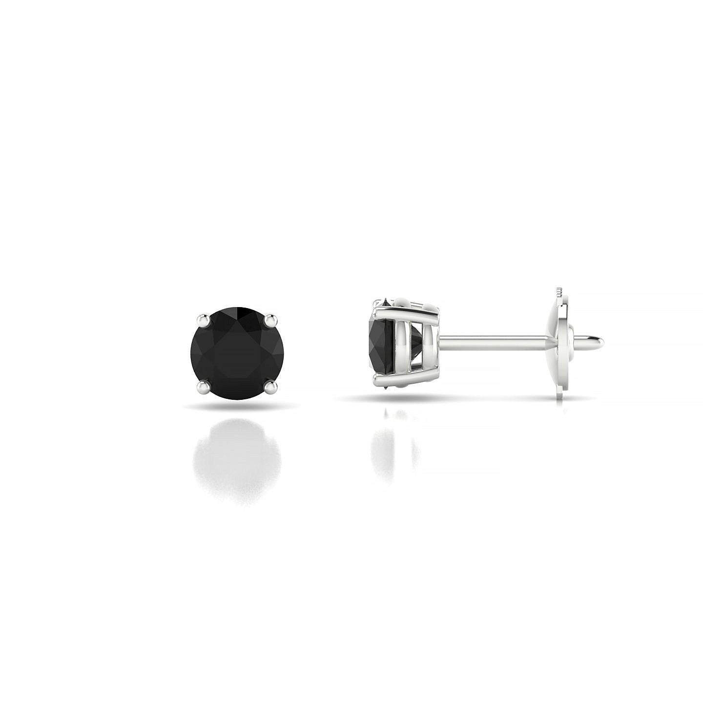 Radiance | 18k White Gold 4.5 mm Round Black Diamond Earrings