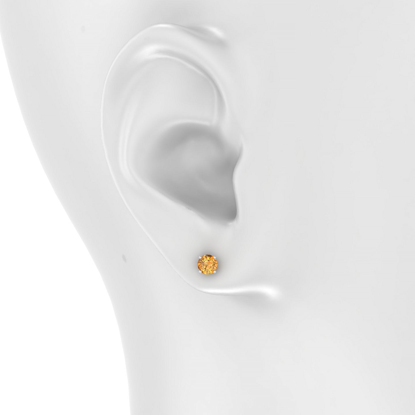 Radiance | 18k White Gold 4.5 mm Round Citrine Earrings