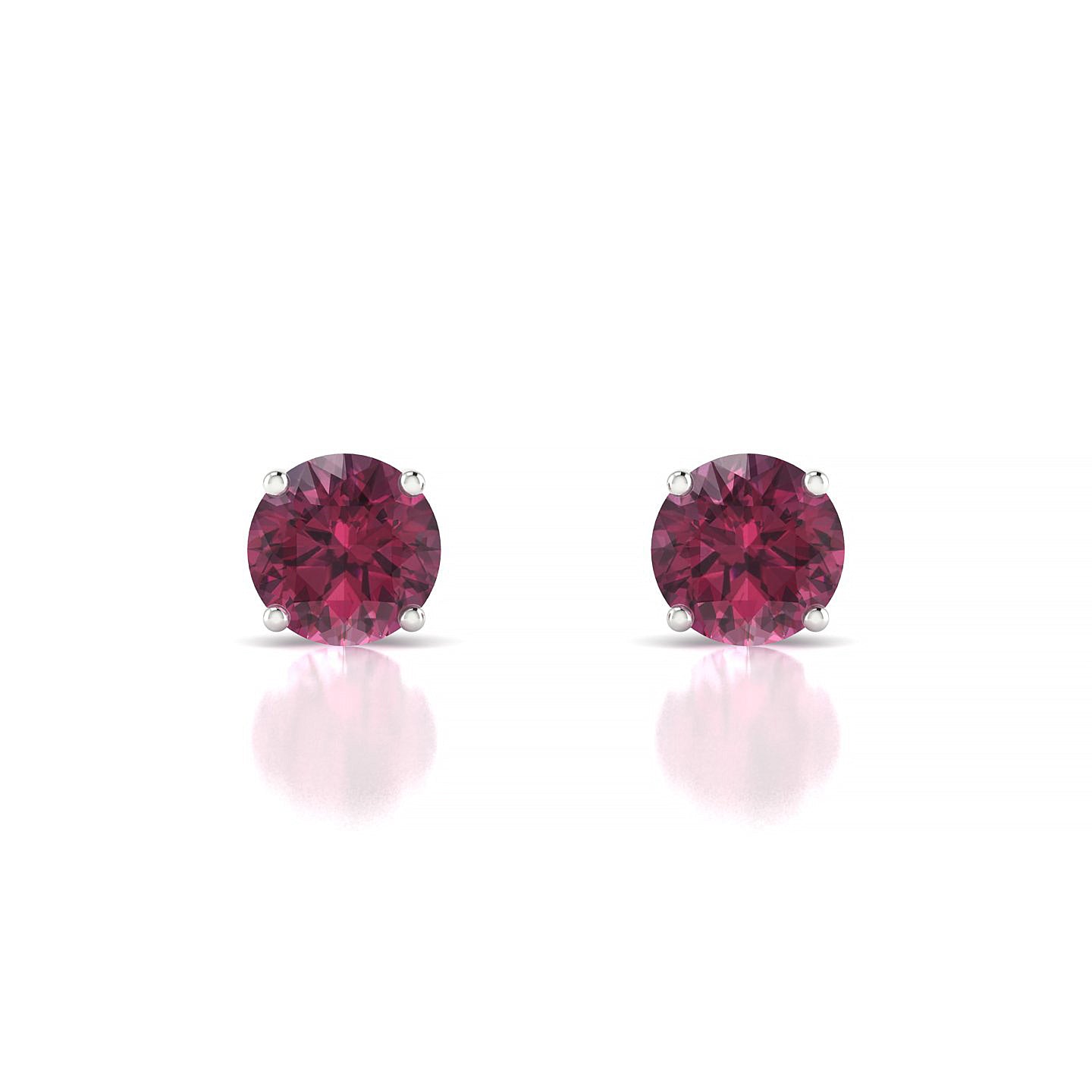 Radiance | 18k White Gold 6 mm Round Rhodolite Earrings