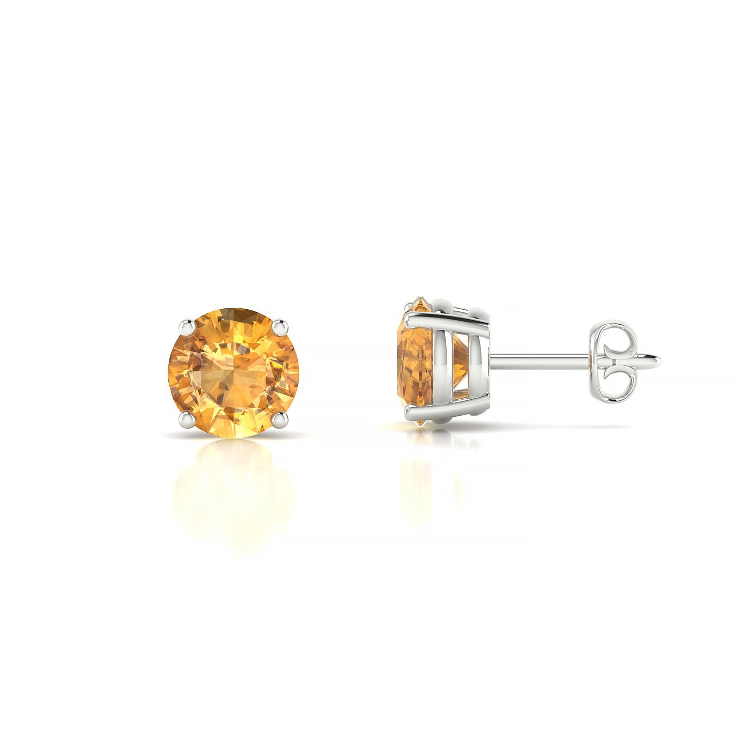Radiance | 18k White Gold 6 mm Round Citrine Earrings
