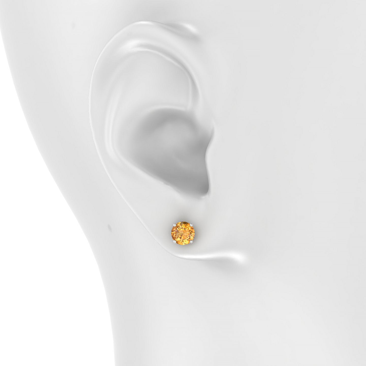 Radiance | 18k White Gold 6 mm Round Citrine Earrings