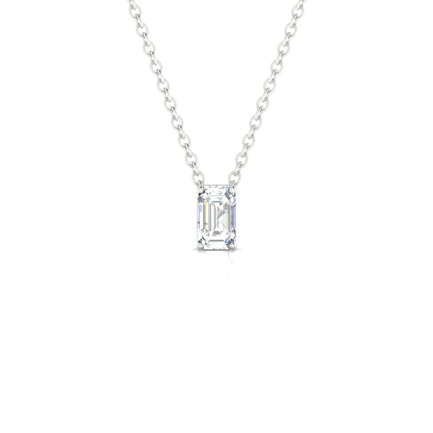 Radiance | 18k White Gold 5 x 3 mm Emerald Diamond Pendant