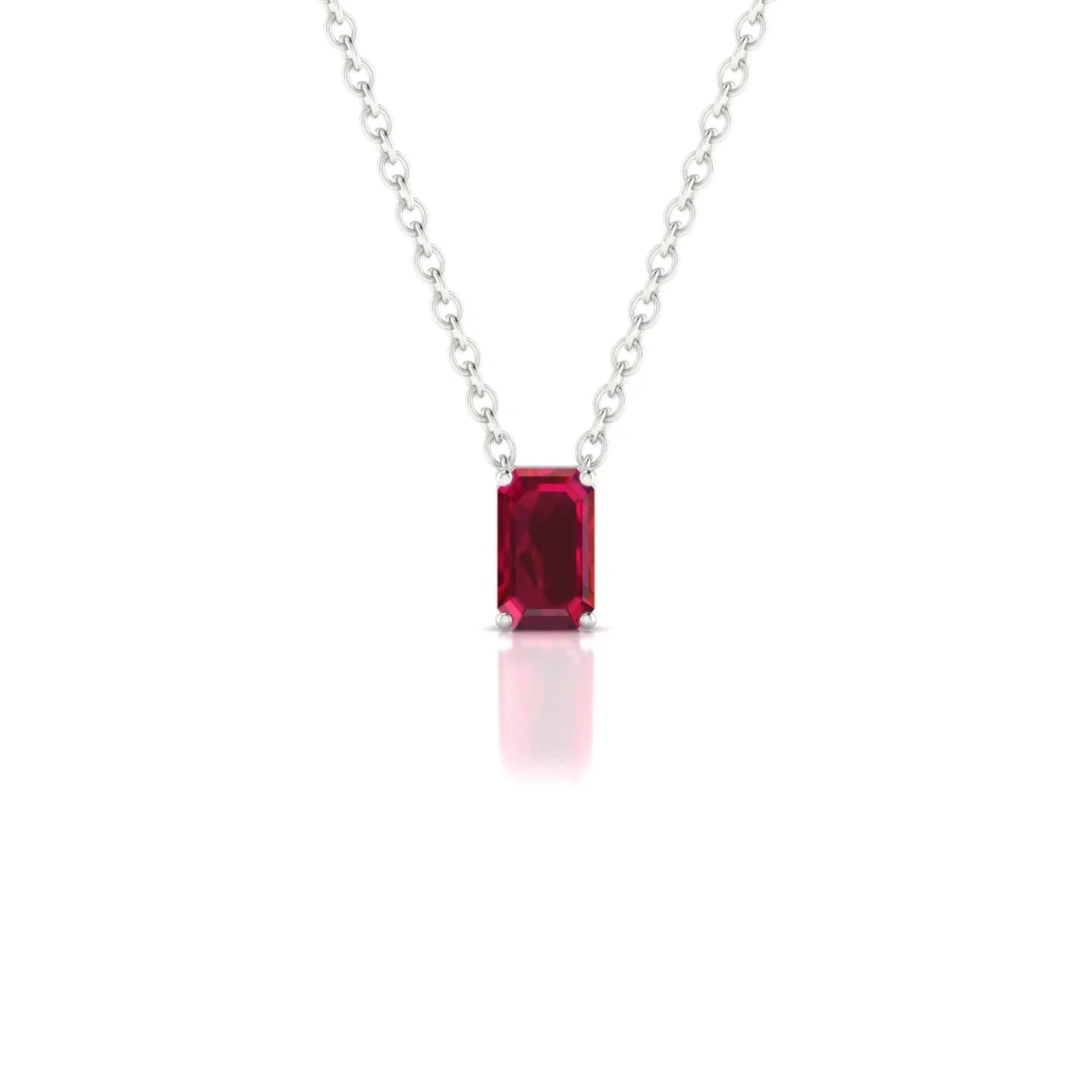 Radiance | 18k White Gold 5 x 3 mm Emerald Ruby Pendant
