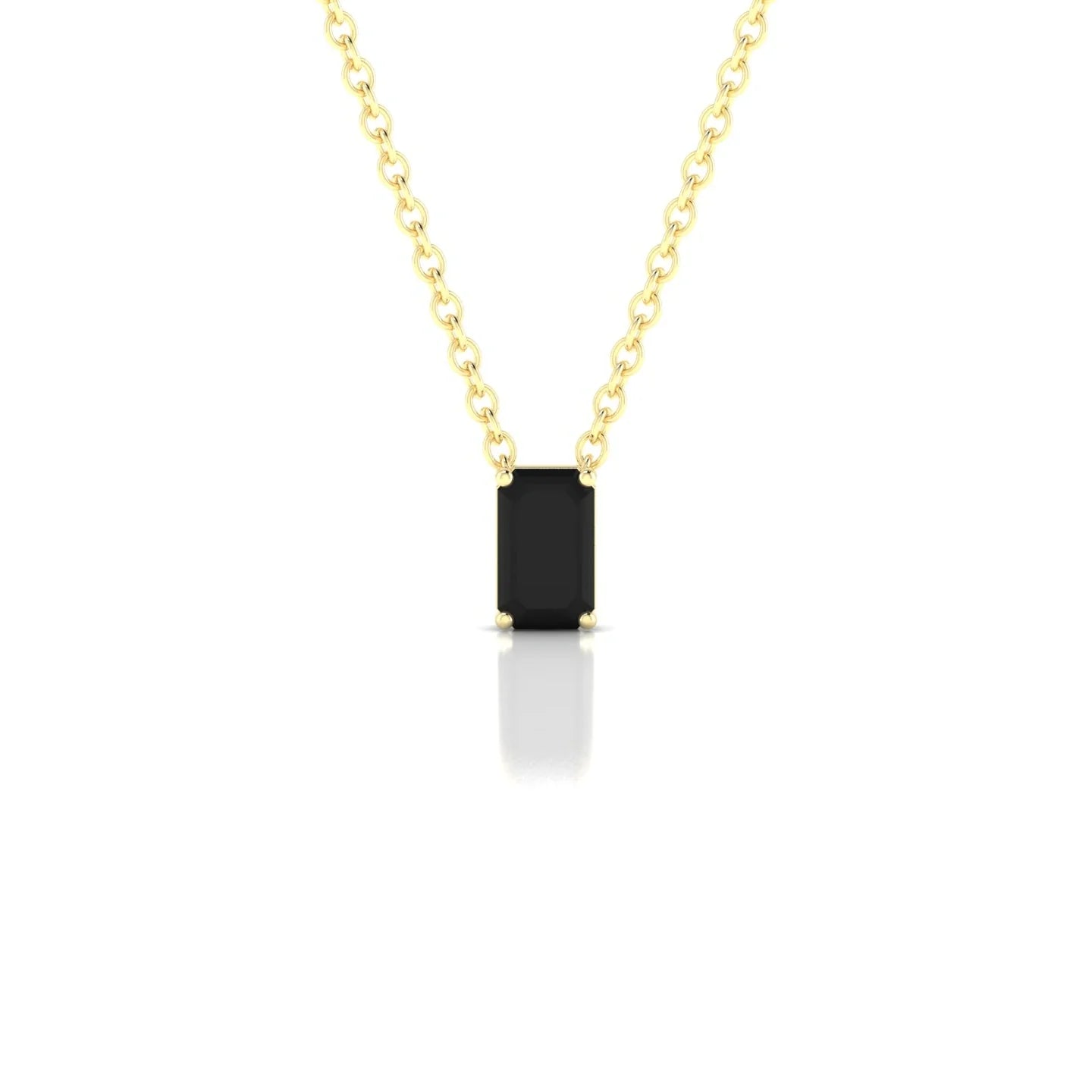Radiance | 18k Yellow Gold 5 x 3 mm Emerald Black Diamond Pendant