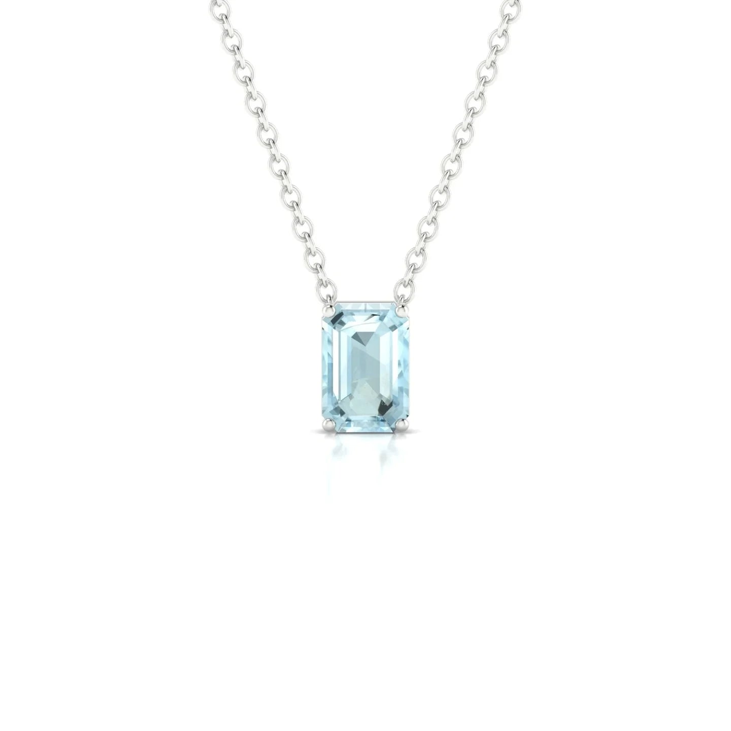Radiance | 18k White Gold 6 x 4 mm Emerald Aquamarine Pendant