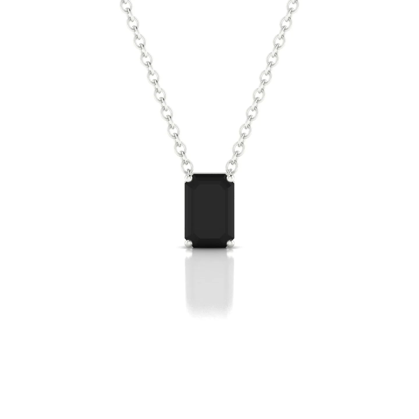 Radiance | 18k White Gold 6 x 4 mm Emerald Black Diamond Pendant