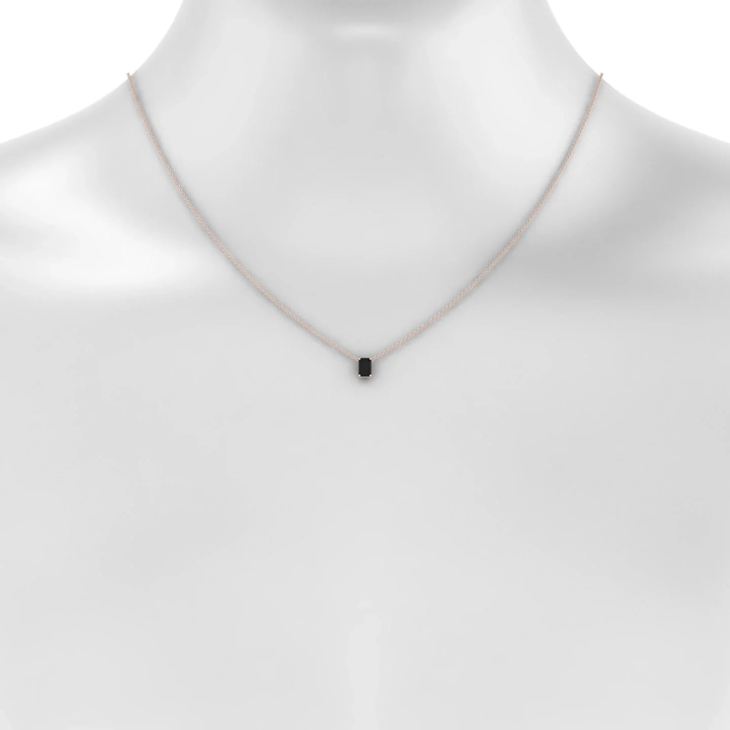 Radiance | 18k Rose Gold 6 x 4 mm Emerald Black Diamond Pendant