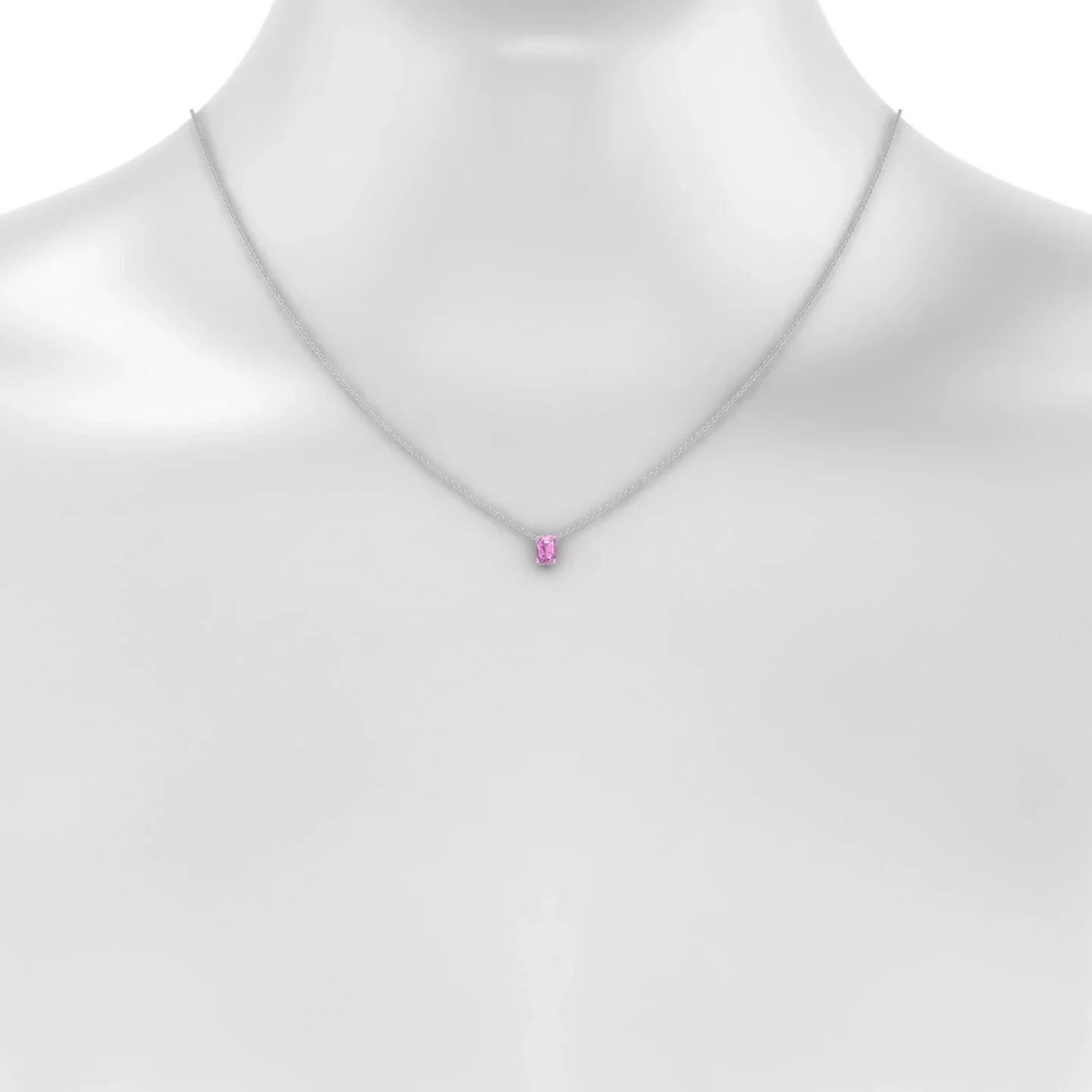 Radiance | 18k White Gold 6 x 4 mm Emerald Pink Sapphire Pendant