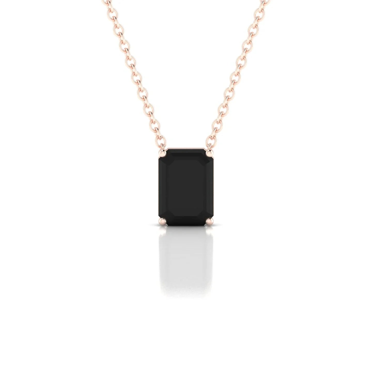 Radiance | 18k Rose Gold 7 x 5 mm Emerald Black Diamond Pendant