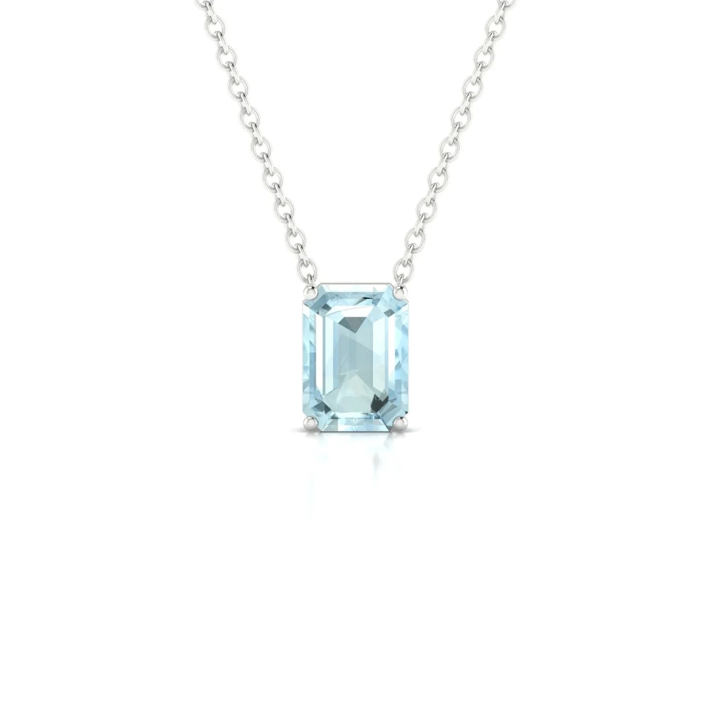 Radiance | 18k White Gold 7 x 5 mm Emerald Aquamarine Pendant