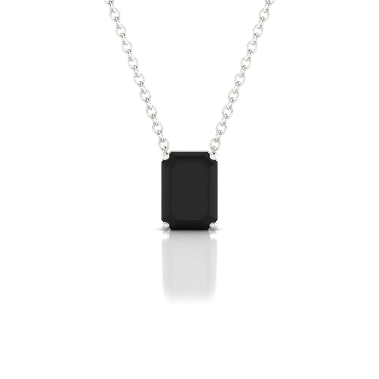 Radiance | 18k White Gold 7 x 5 mm Emerald Black Diamond Pendant