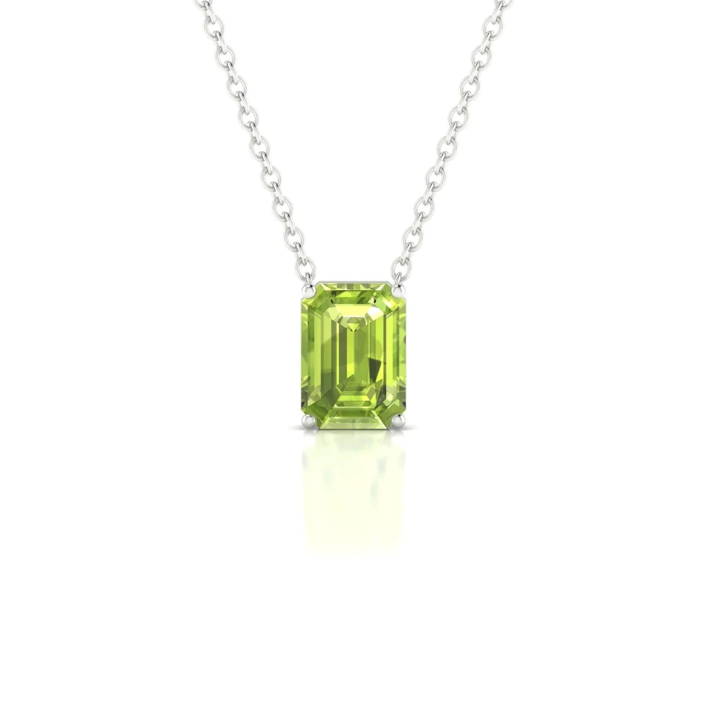 Radiance | 18k White Gold 7 x 5 mm Emerald Peridot Pendant