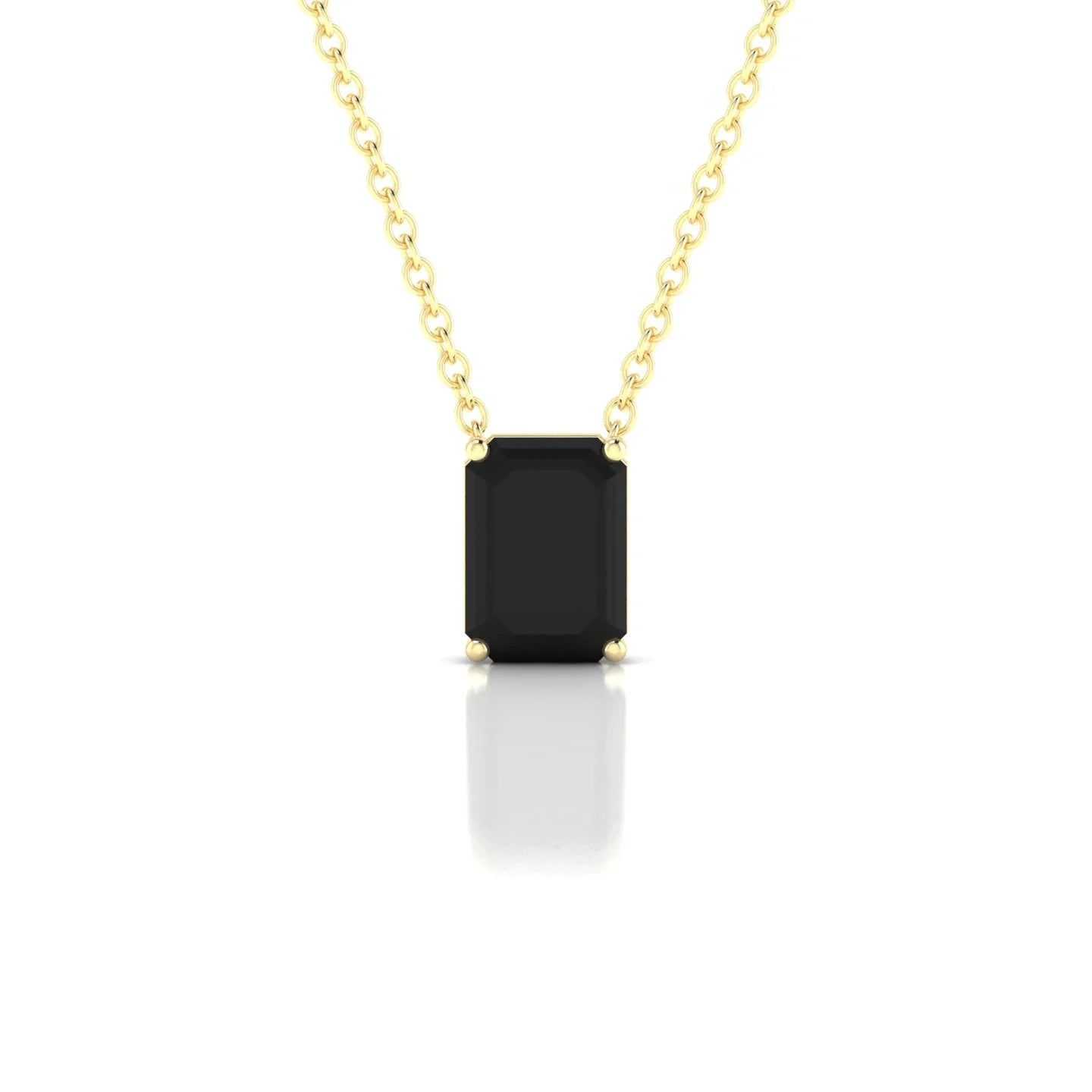 Radiance | 18k Yellow Gold 7 x 5 mm Emerald Black Diamond Pendant