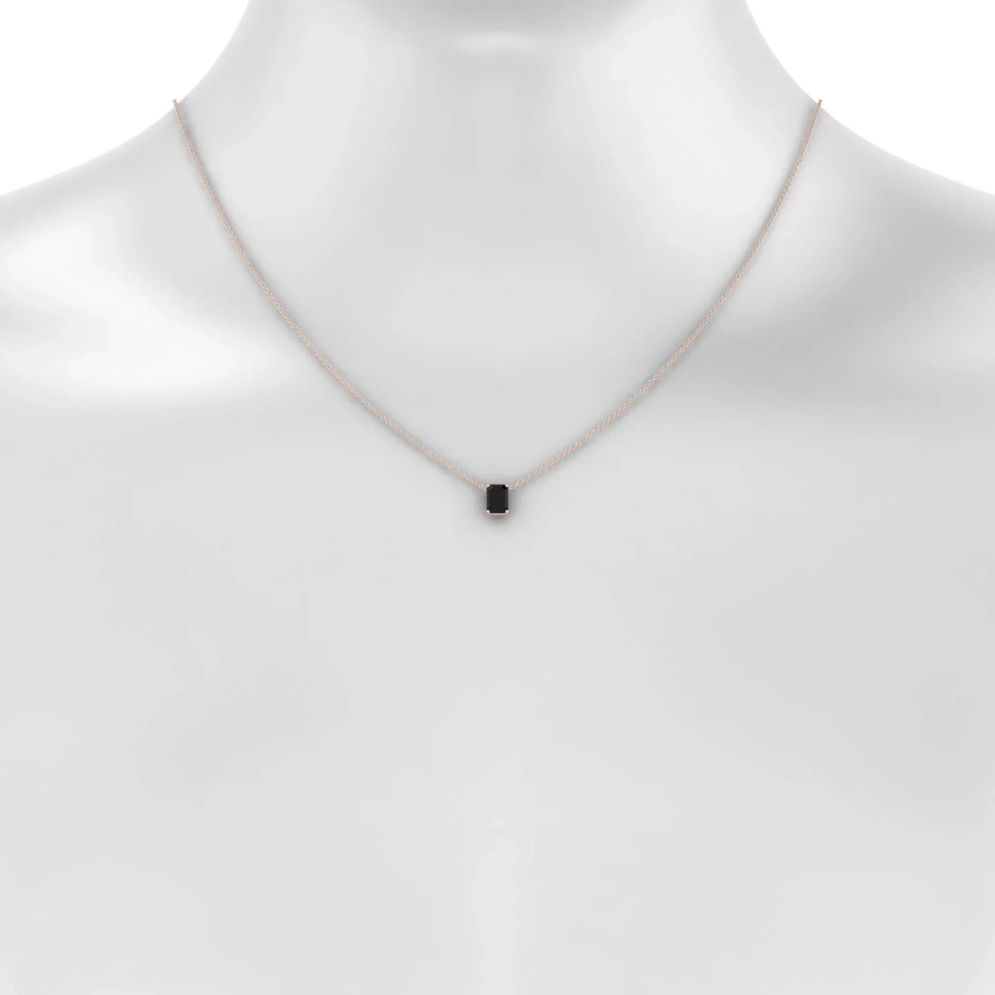 Radiance | 18k Rose Gold 7 x 5 mm Emerald Black Diamond Pendant