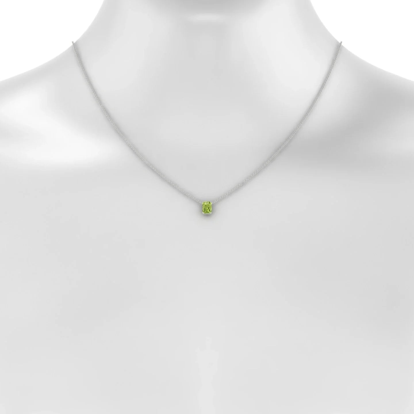 Radiance | 18k White Gold 7 x 5 mm Emerald Peridot Pendant