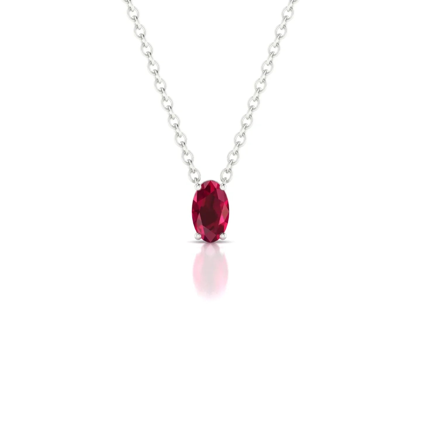 Radiance | 18k White Gold 5 x 3 mm Oval Ruby Pendant