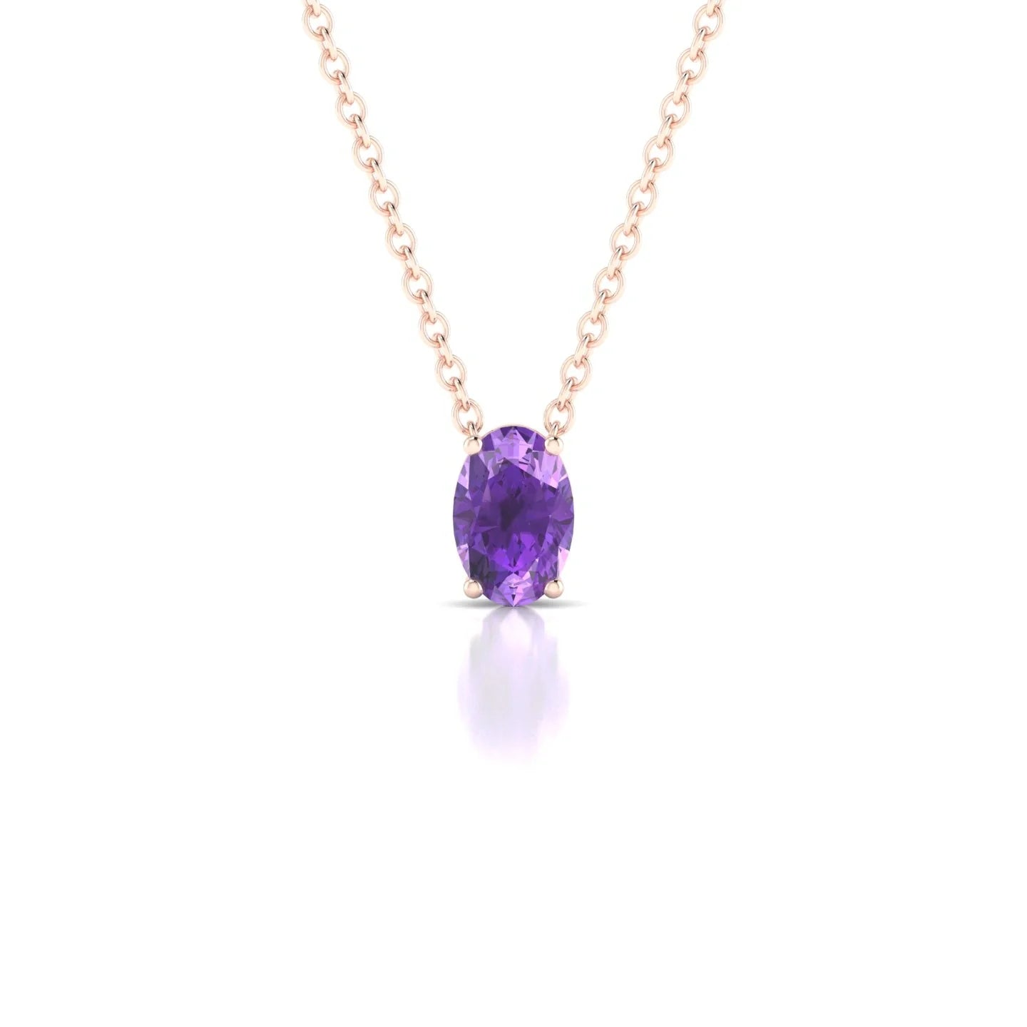 Radiance | 18k Rose Gold 6 x 4 mm Oval Amethyst Pendant