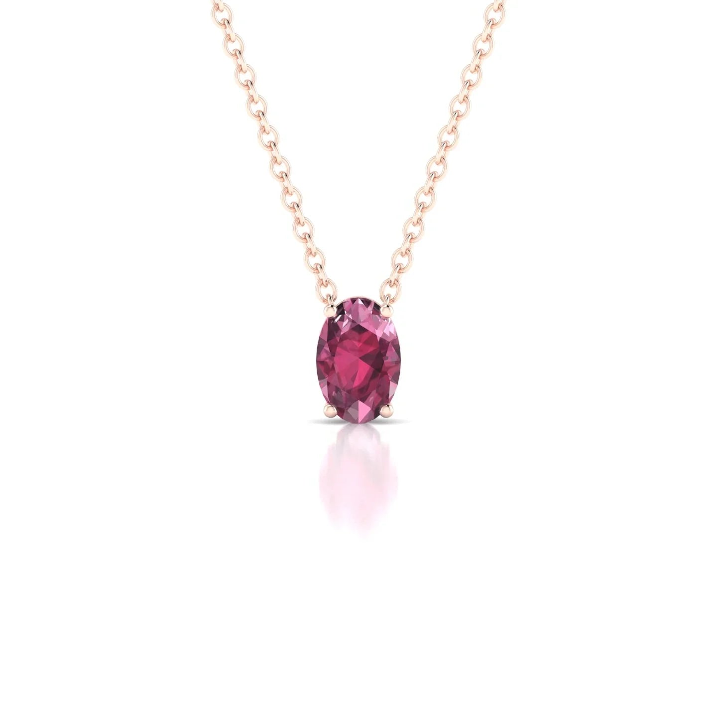Radiance | 18k Rose Gold 6 x 4 mm Oval Rhodolite Pendant