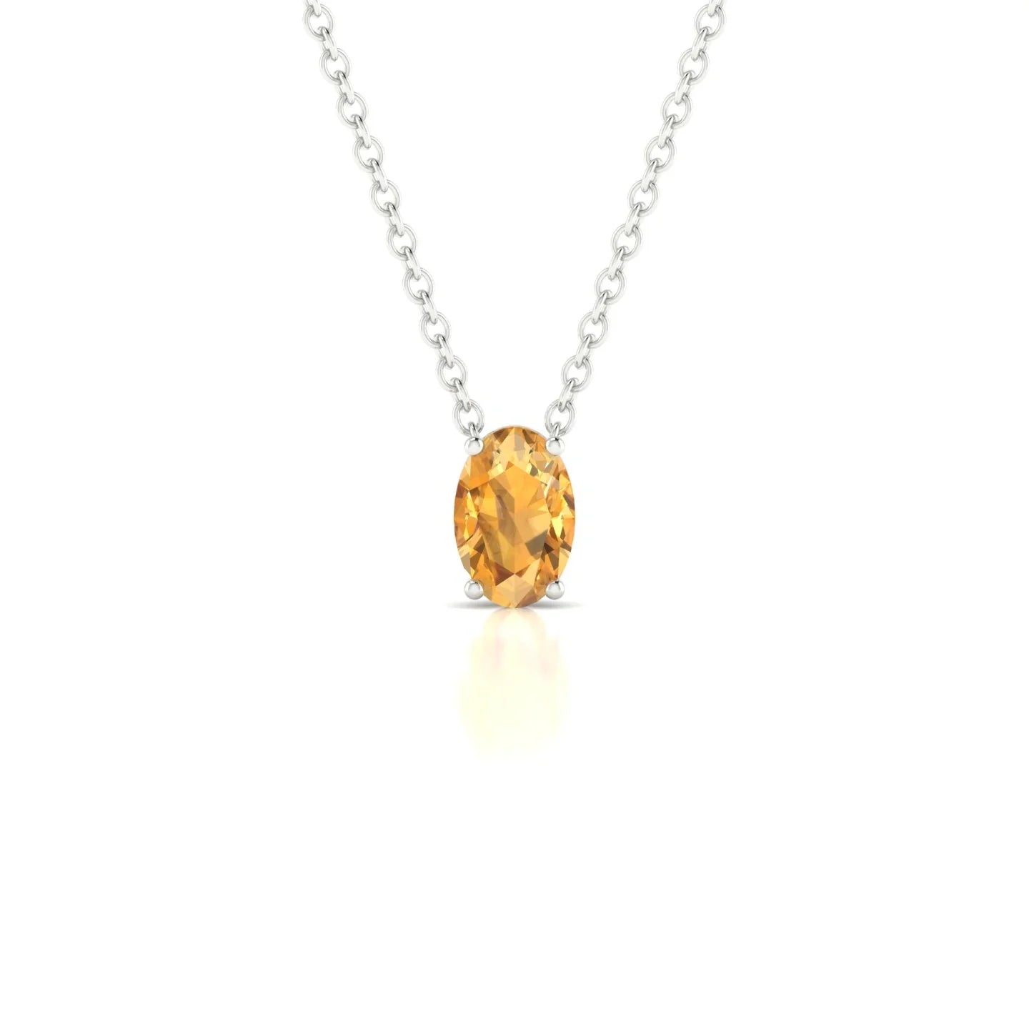 Radiance | 18k White Gold 6 x 4 mm Oval Citrine Pendant
