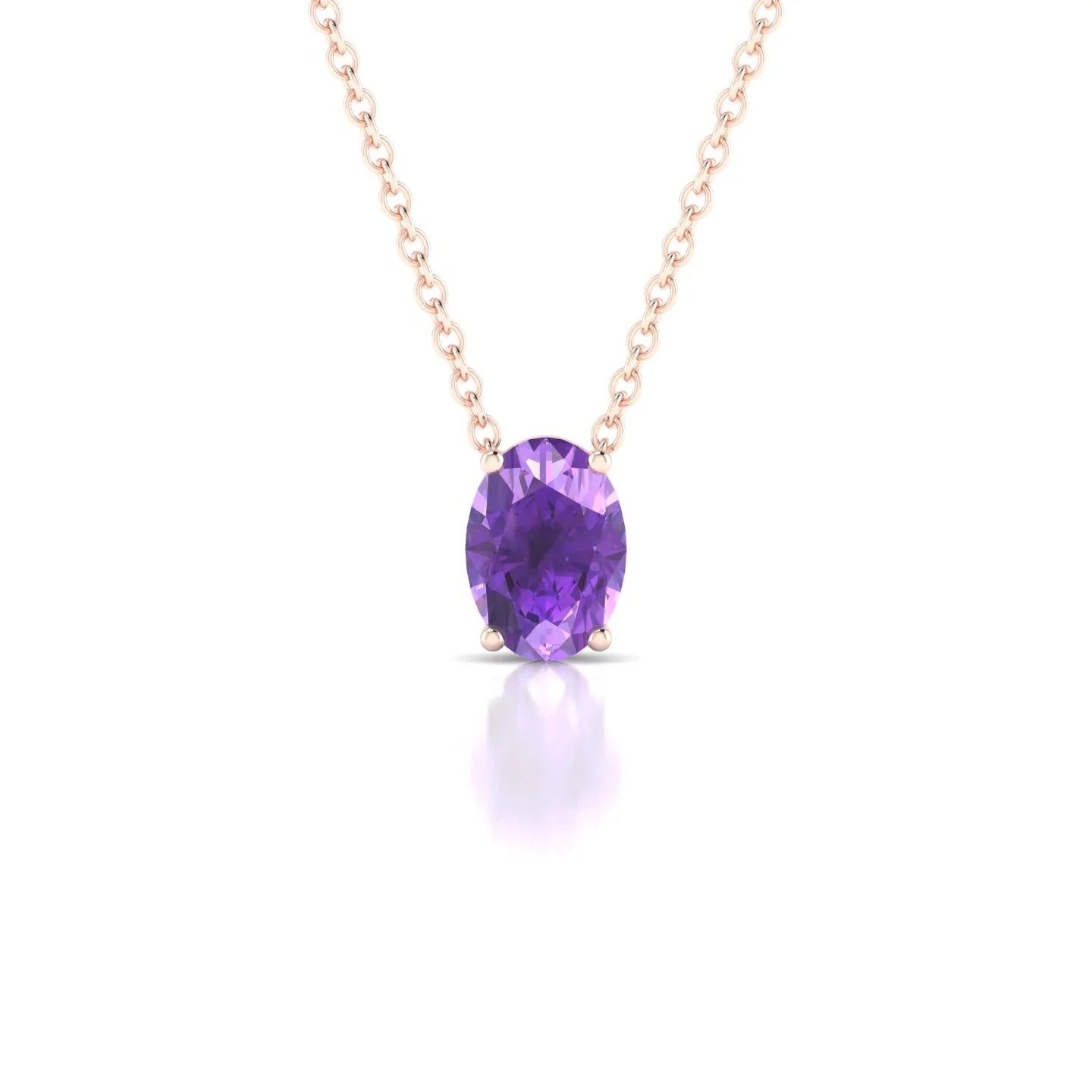 Radiance | 18k Rose Gold 7 x 5 mm Oval Amethyst Pendant