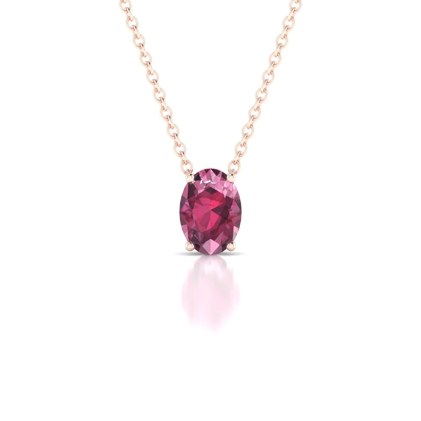 Radiance | 18k Rose Gold 7 x 5 mm Oval Rhodolite Pendant