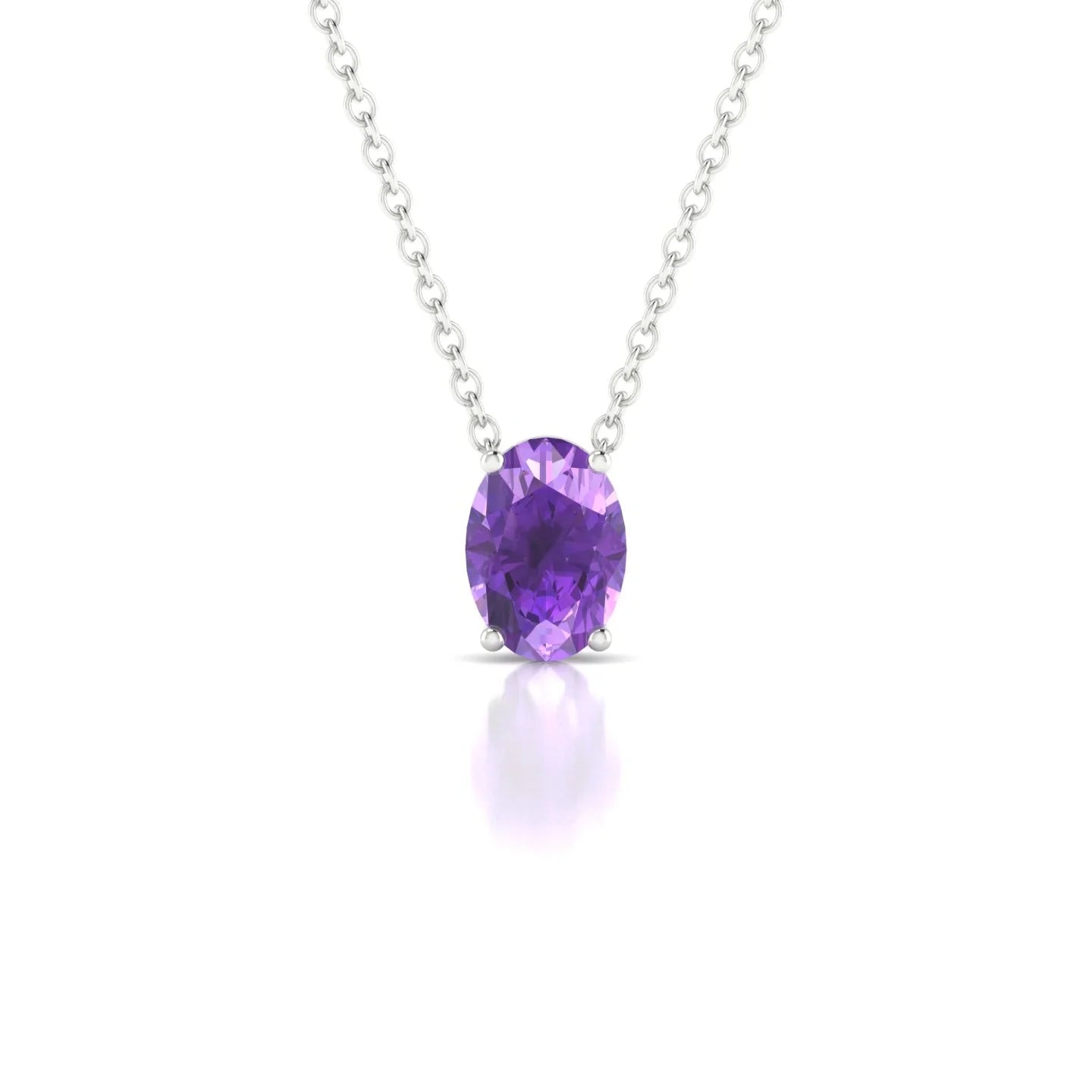 Radiance | 18k White Gold 7 x 5 mm Oval Amethyst Pendant