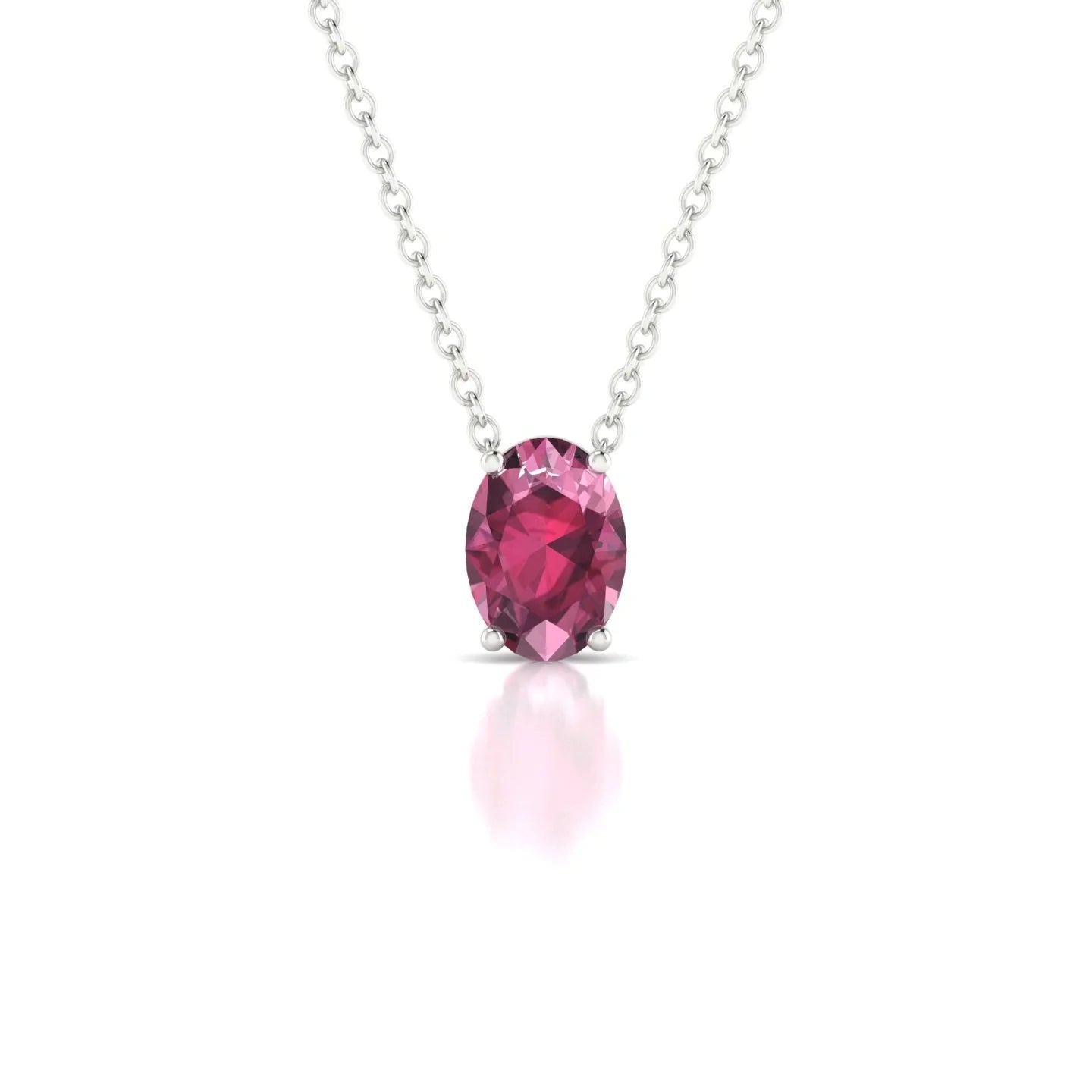Radiance | 18k White Gold 7 x 5 mm Oval Rhodolite Pendant