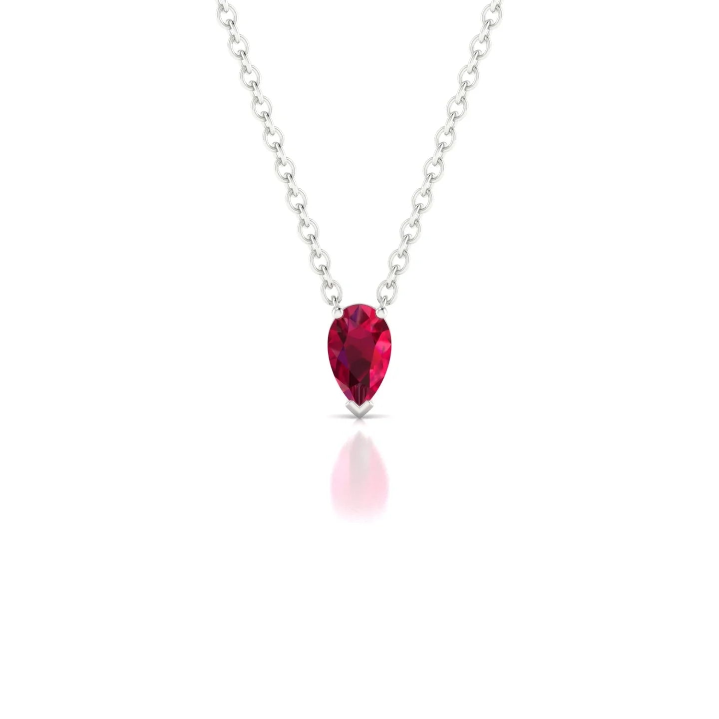 Radiance | 18k White Gold 5 x 3 mm Pear Ruby Pendant