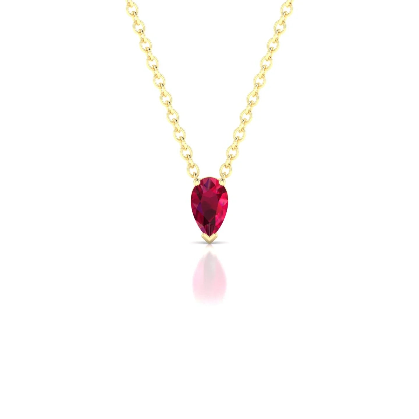 Radiance | 18k Yellow Gold 5 x 3 mm Pear Ruby Pendant