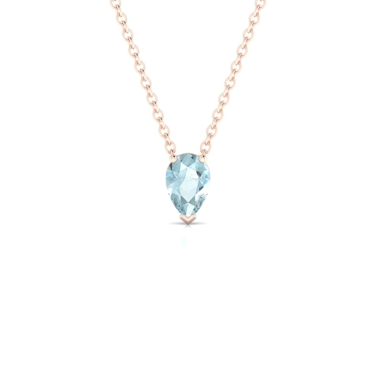 Radiance | 18k Rose Gold 6 x 4 mm Pear Aquamarine Pendant