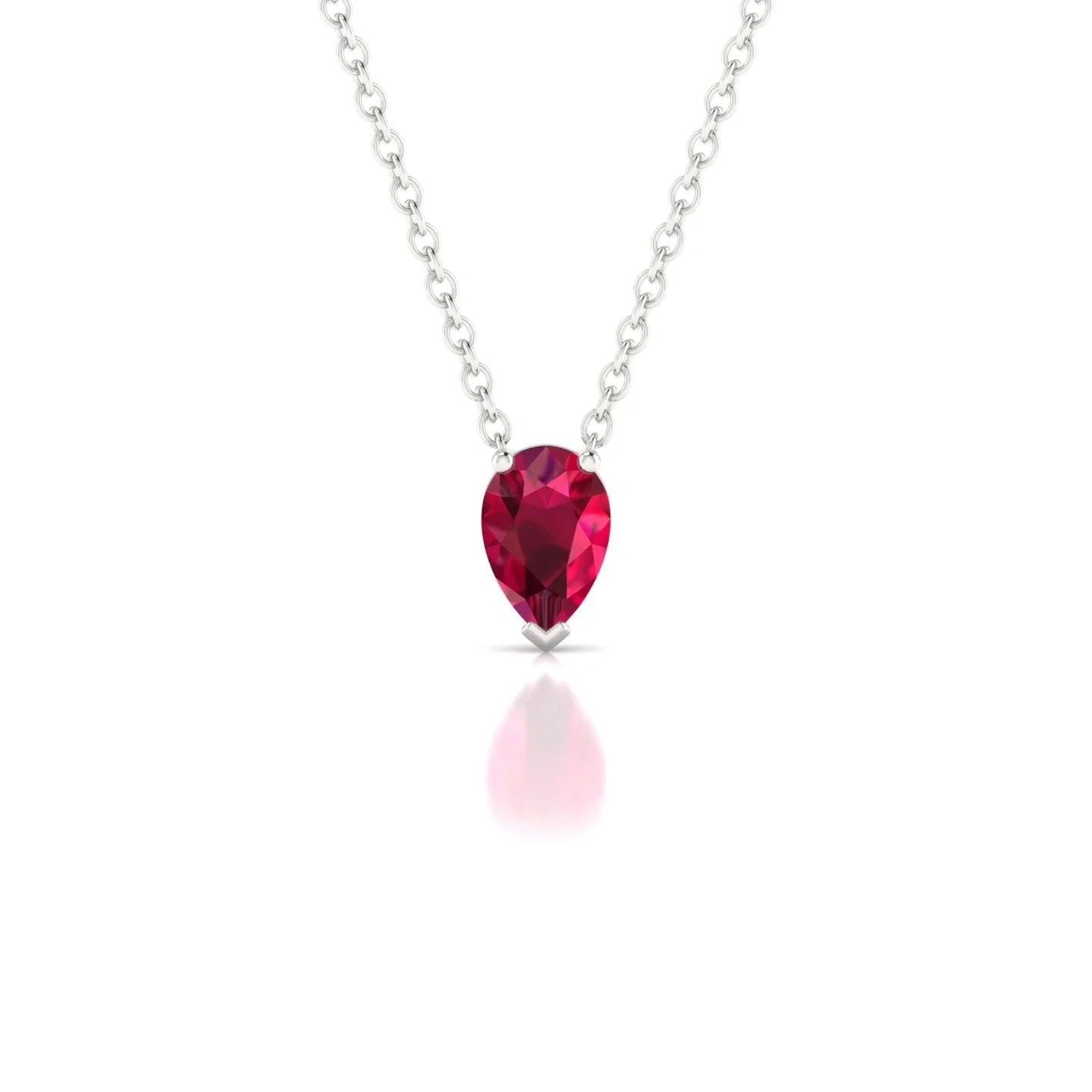 Radiance | 18k White Gold 6 x 4 mm Pear Ruby Pendant