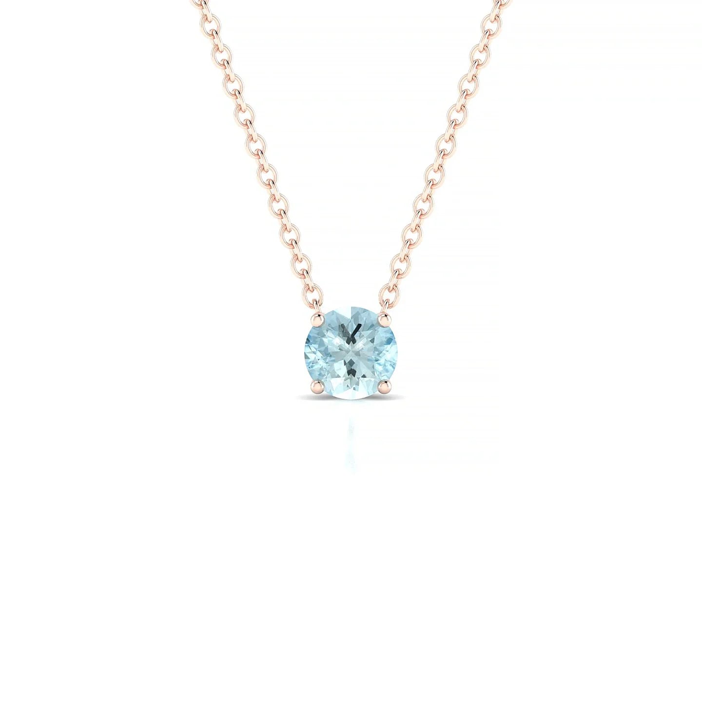 Radiance | 18k Rose Gold 4.5 mm Round Aquamarine Pendant