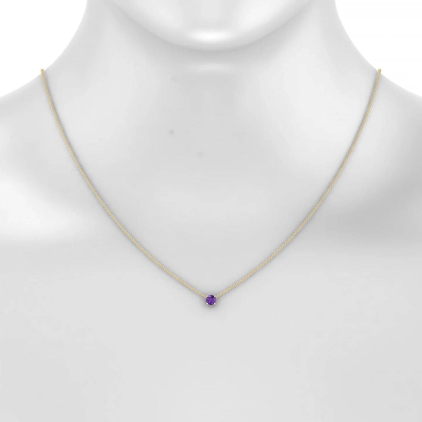 Radiance | 18k Yellow Gold 4.5 mm Round Amethyst Pendant