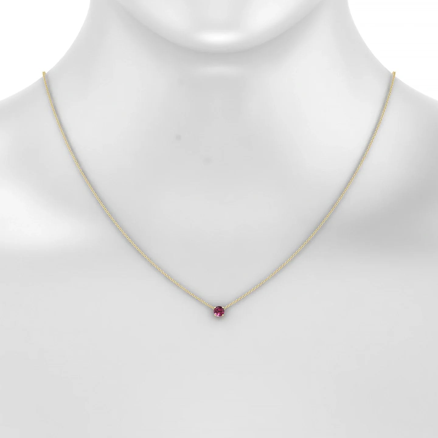 Radiance | 18k Yellow Gold 4.5 mm Round Rhodolite Pendant