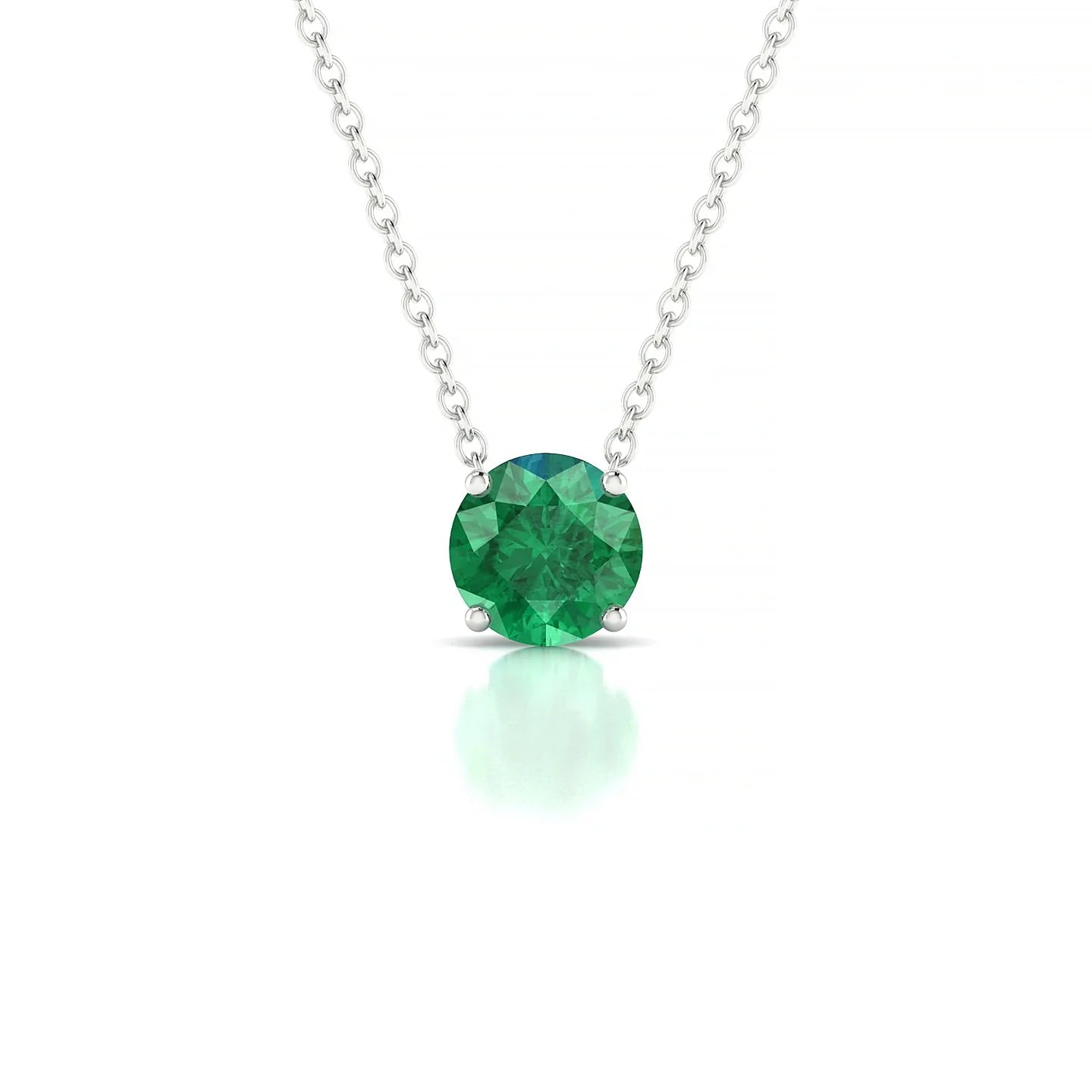 Radiance | 18k White Gold 6 mm Round Emerald Pendant