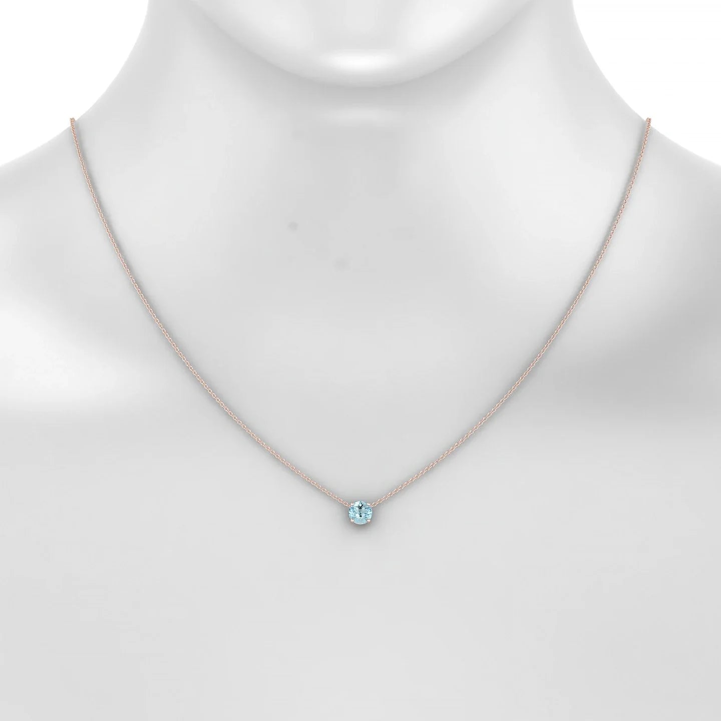 Radiance | 18k Rose Gold 6 mm Round Aquamarine Pendant