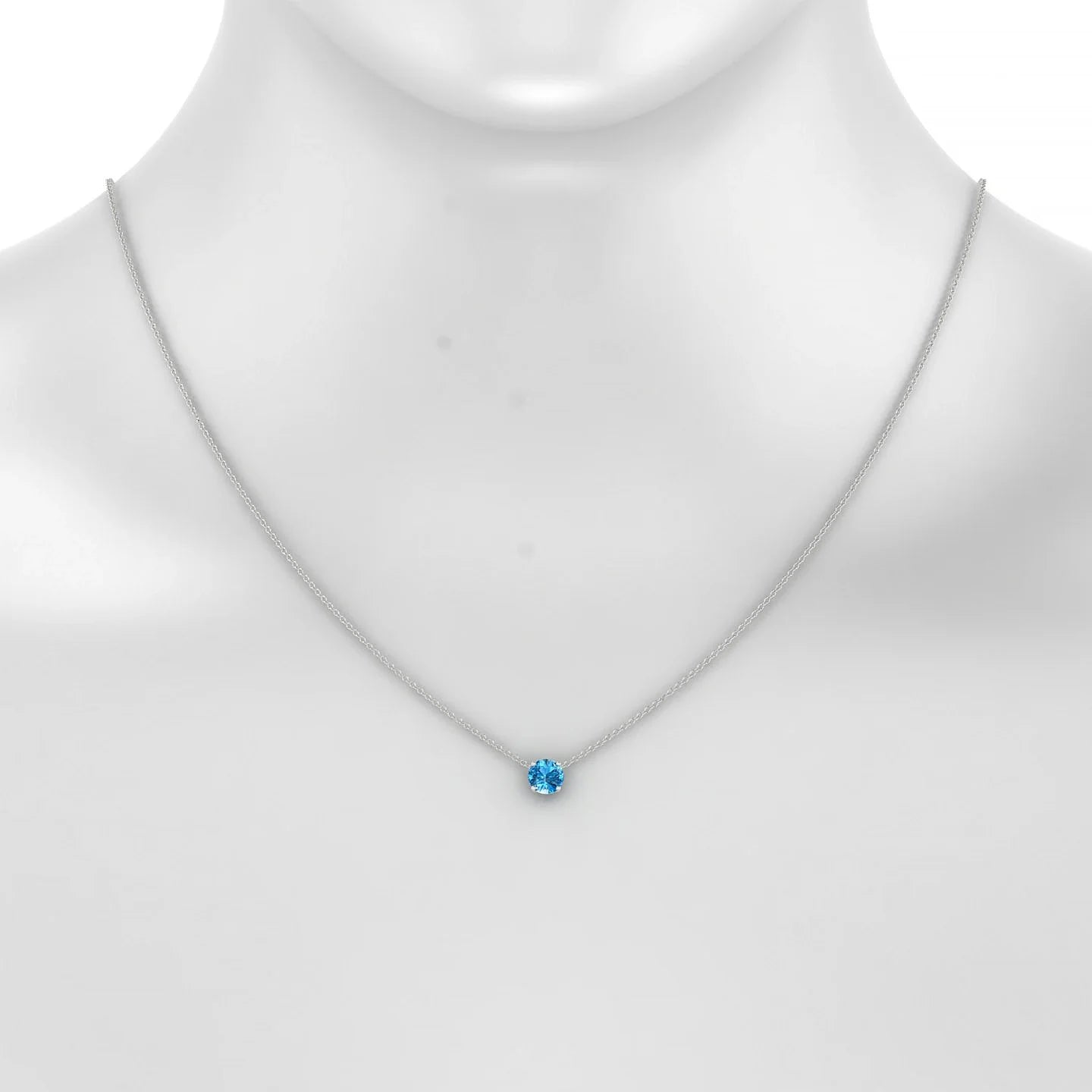 Radiance | 18k White Gold 6 mm Round Topaz Pendant