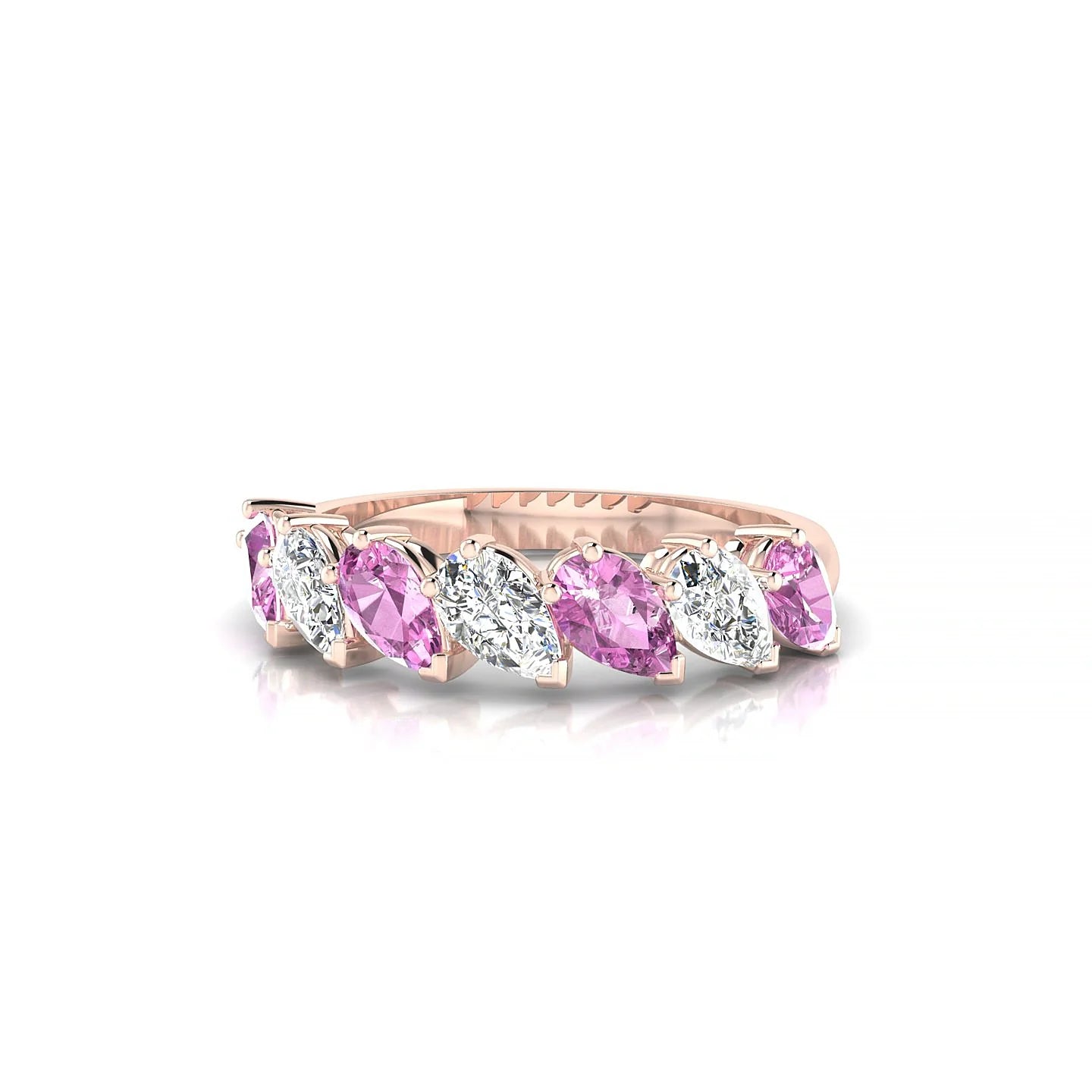 Rain | 18k Rose Gold 5 x 3 mm Pear Pink Sapphire & Diamond Ring